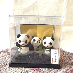 伝統織物のトップブランド塩沢織木目込み人形 　パンダの三兄弟（B・C・Ｄ）熊猫三兄弟 6枚目の画像