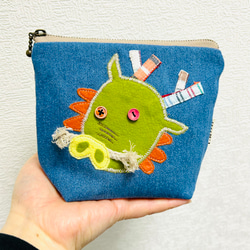 パッチワーク⭐︎Tatsu denim pouch【10オンスデニム】受注制作 1枚目の画像