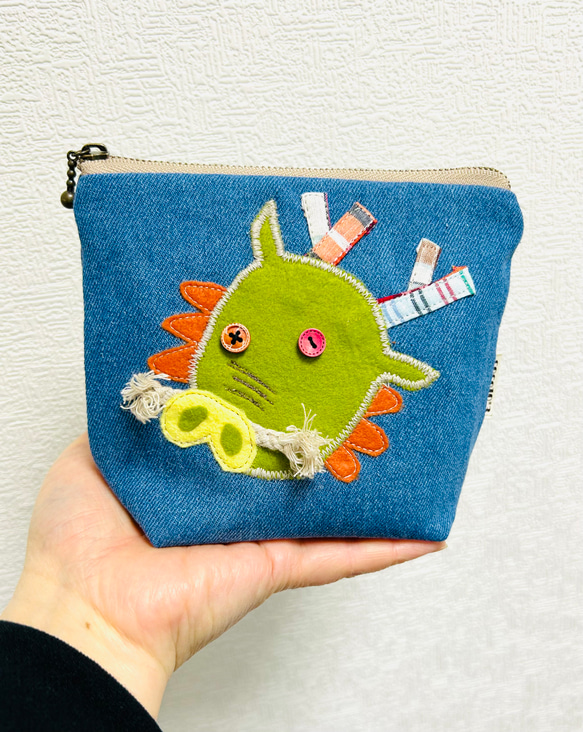 パッチワーク⭐︎Tatsu denim pouch【10オンスデニム】受注制作 1枚目の画像