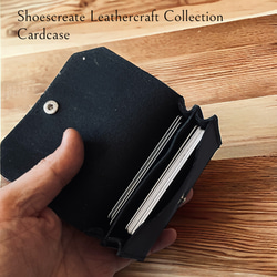 ◆靴屋が作る革小物◆大容量カードケース／ブラック 3枚目の画像