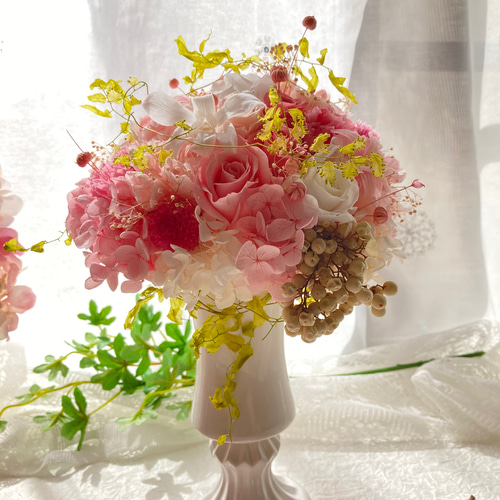 限定品　プリザーブドフラワー　　和ピンク プリザーブドフラワー ピンクローズ ファンタイプ | 花・フラワー