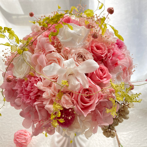 限定品　プリザーブドフラワー　　和ピンク Amazon｜FLOWERiUM プリザーブドフラワー ピンク 和花アレンジメント