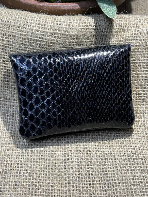 蛇革袋縫いミニダブル財布 2枚目の画像