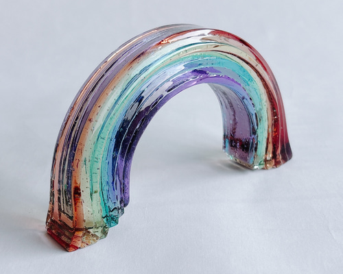 置物 オブジェ 現代アート 虹色 虹のオブジェ《ティント・L》＊虹の橋＊TL24W07 その他置物 ガラス