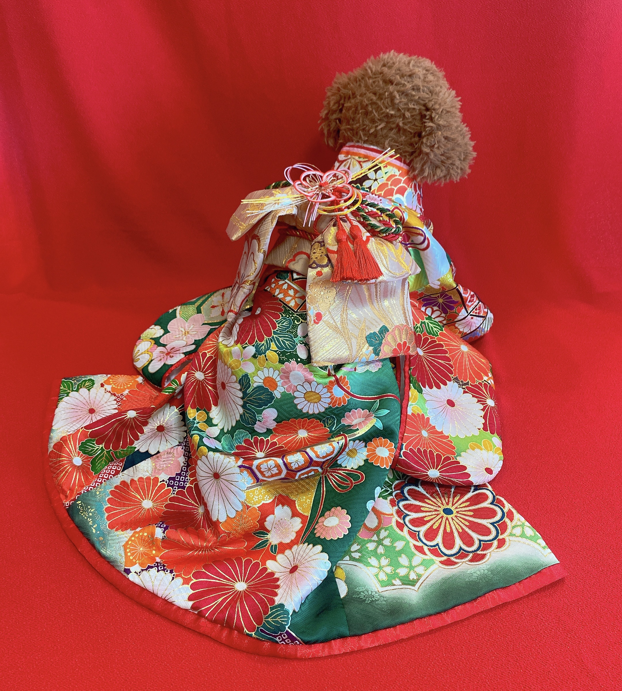 正絹金彩入り S パステル 即納✨犬の着物✨犬用本格振袖着物