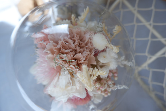 【予約販売】ガラスドームフラワー　Creema限定　カーネーション　プリザーブドフラワー　母の日　お祝い　ピンク　母の日 8枚目の画像