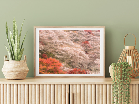 小原村　紅葉と四季桜　インテリアアートポスター　031 3枚目の画像