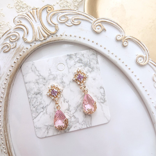アシメ【色選択】ドライフラワー薔薇 ピアス イヤリング | tara