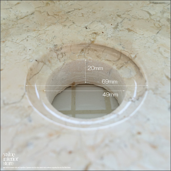 天然大理石 洗面ボウル IV45cm05 ウォッシュボウル 手洗い鉢 手洗器 洗面器 手洗いボウル 洗面用品 マーブル 6枚目の画像
