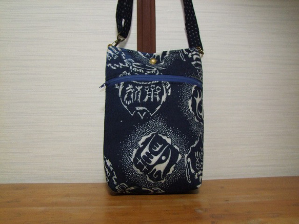 ハンドメイド・古布絣 リメイク スマホショルダー☆ スマホケース