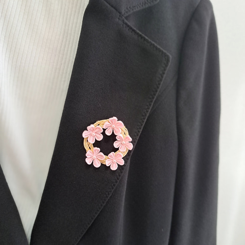 春の花 の ブローチ♡ぴんく』つまみ細工・水引 ブローチ Nizidori3910