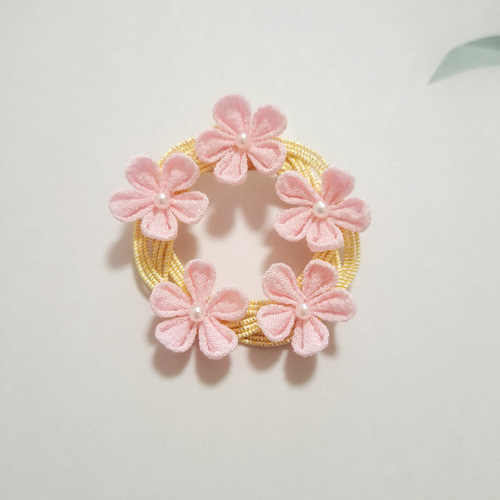 春の花 の ブローチ♡ぴんく』つまみ細工・水引 ブローチ Nizidori3910