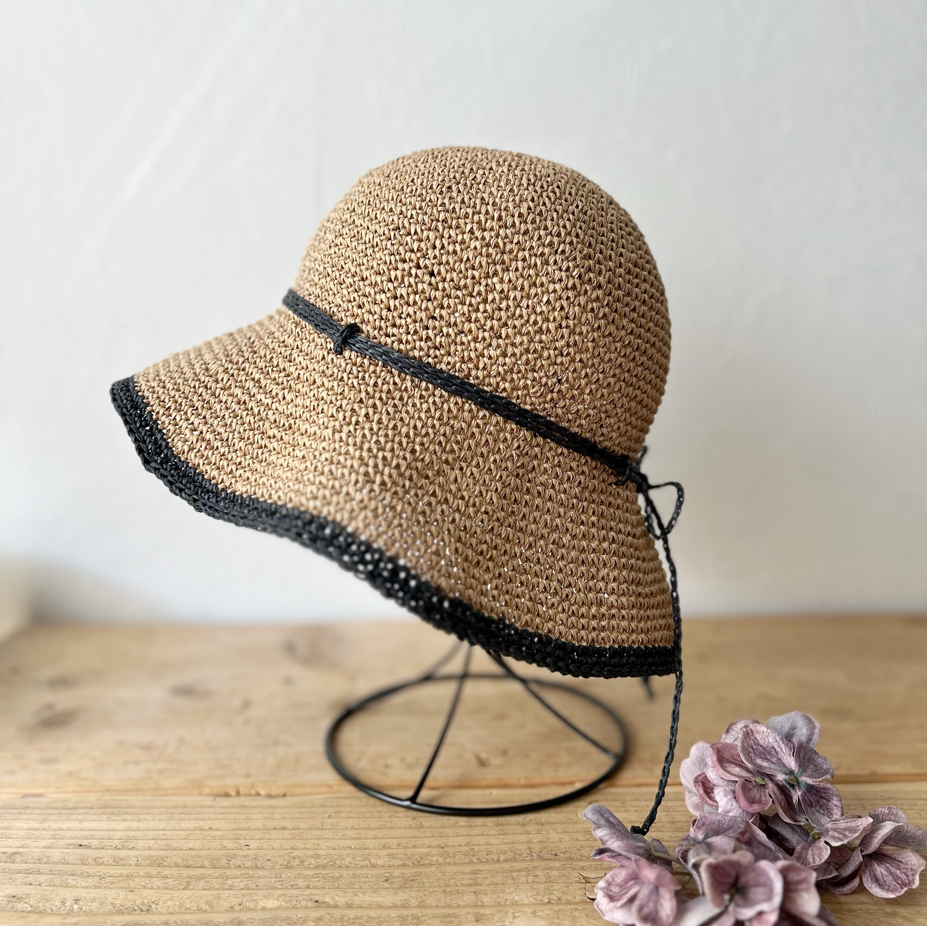 【日本/ささ和紙】折りたためる春夏ハット＊UV対策＊ミディアムブリム＊SASAWASHI ささ和紙【バイカラー】