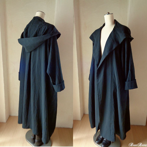 ☆初夏セール♥黒♥魔法使いビッグフード ローブコート ダブル