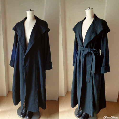 ☆初夏セール♥黒♥魔法使いビッグフード ローブコート ダブルガーゼ