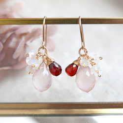 フローライト 桜カービング フープピアス