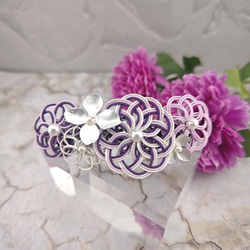 水引バレッタ シルバーフラワー☆ブルー バレッタ cara & mist 通販