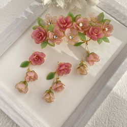 ピアス「Spring rose bouquet〜揺らめく」K16GP 9枚目の画像