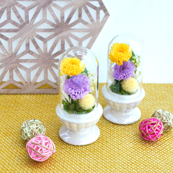 仏花ガラスドーム対小ポンポン菊プリザーブドフラワー 仏花ガラスドーム対小ポンポン菊プリザーブドフラワー - メルカリ