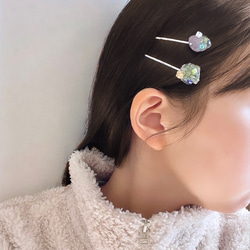 Pebble pins "Spring" (B)  ヘアピン お花 ミルフィオリ 小石モチーフ 春 母の日 誕生日 6枚目の画像