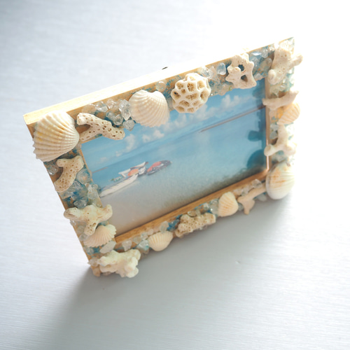 限定1点】海のフォトフレーム（サンゴ/貝/シェル/リゾート/海/夏/沖縄