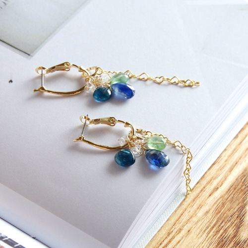 2way⭐︎ブルー・グリーン カイヤナイト×ハーキマーダイヤモンド  