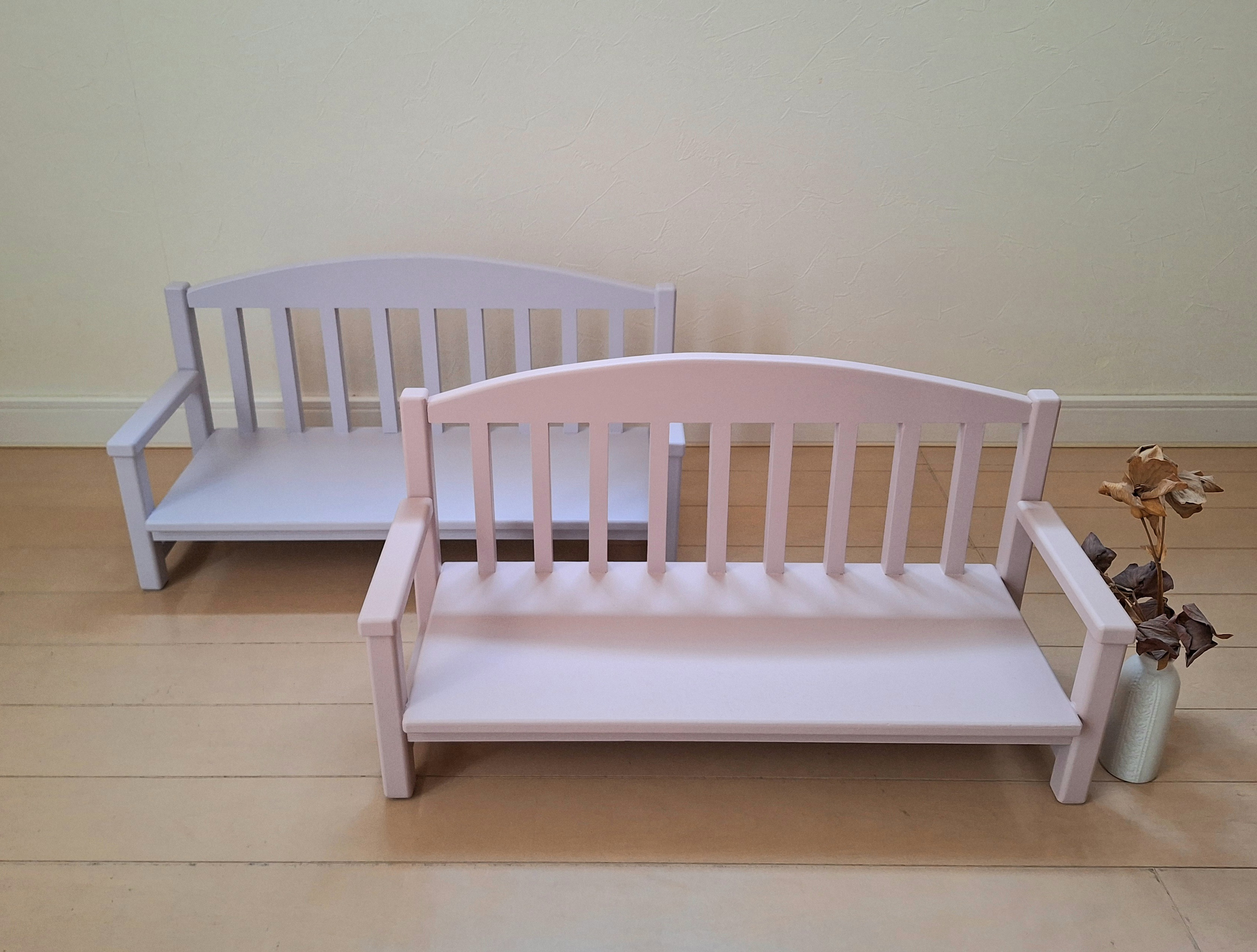 【受注製作】Msize 2人掛け ペールパープル ぬいぐるみ用 ベンチ