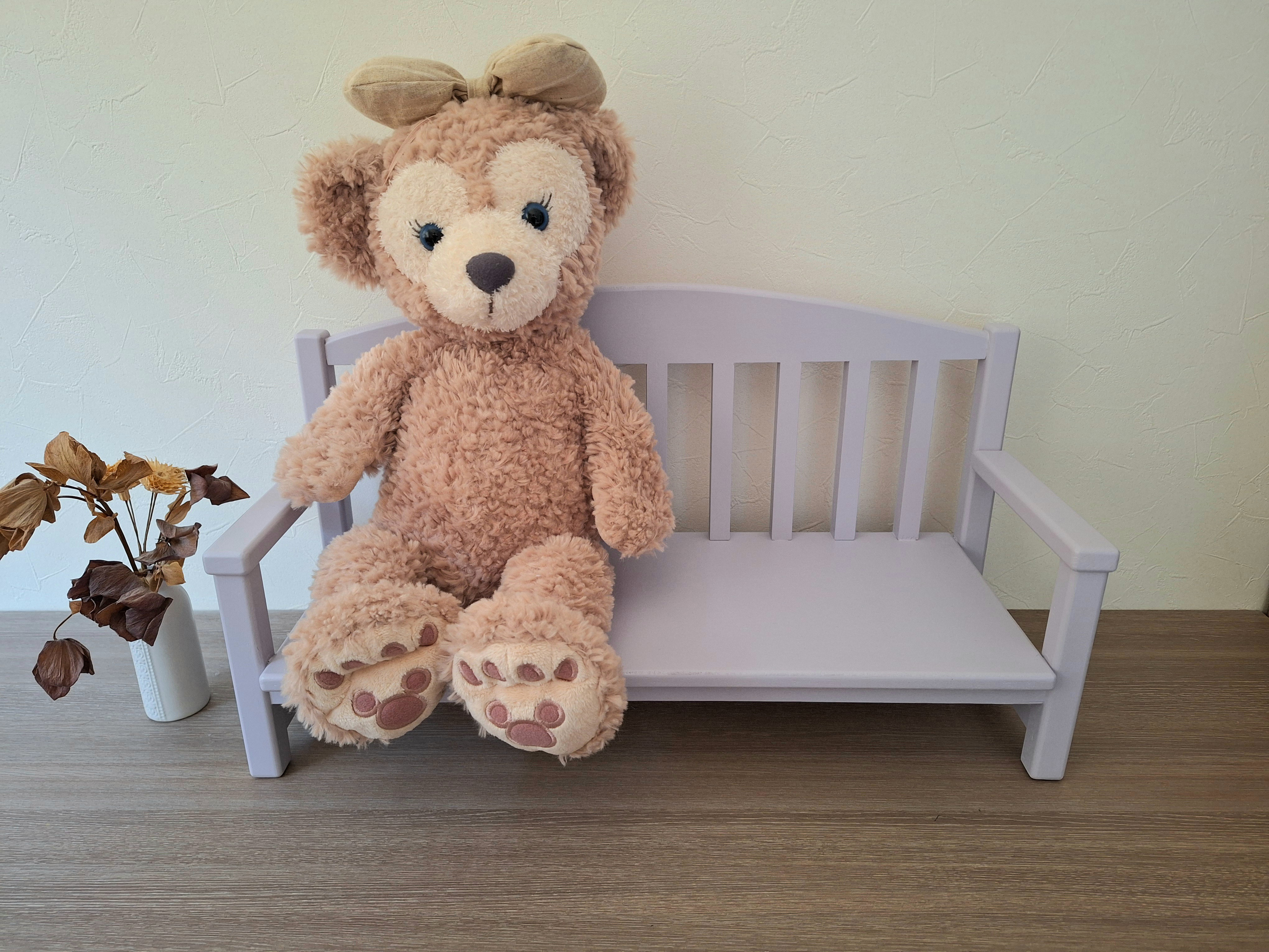 【受注製作】Msize 2人掛け ペールパープル ぬいぐるみ用 ベンチ