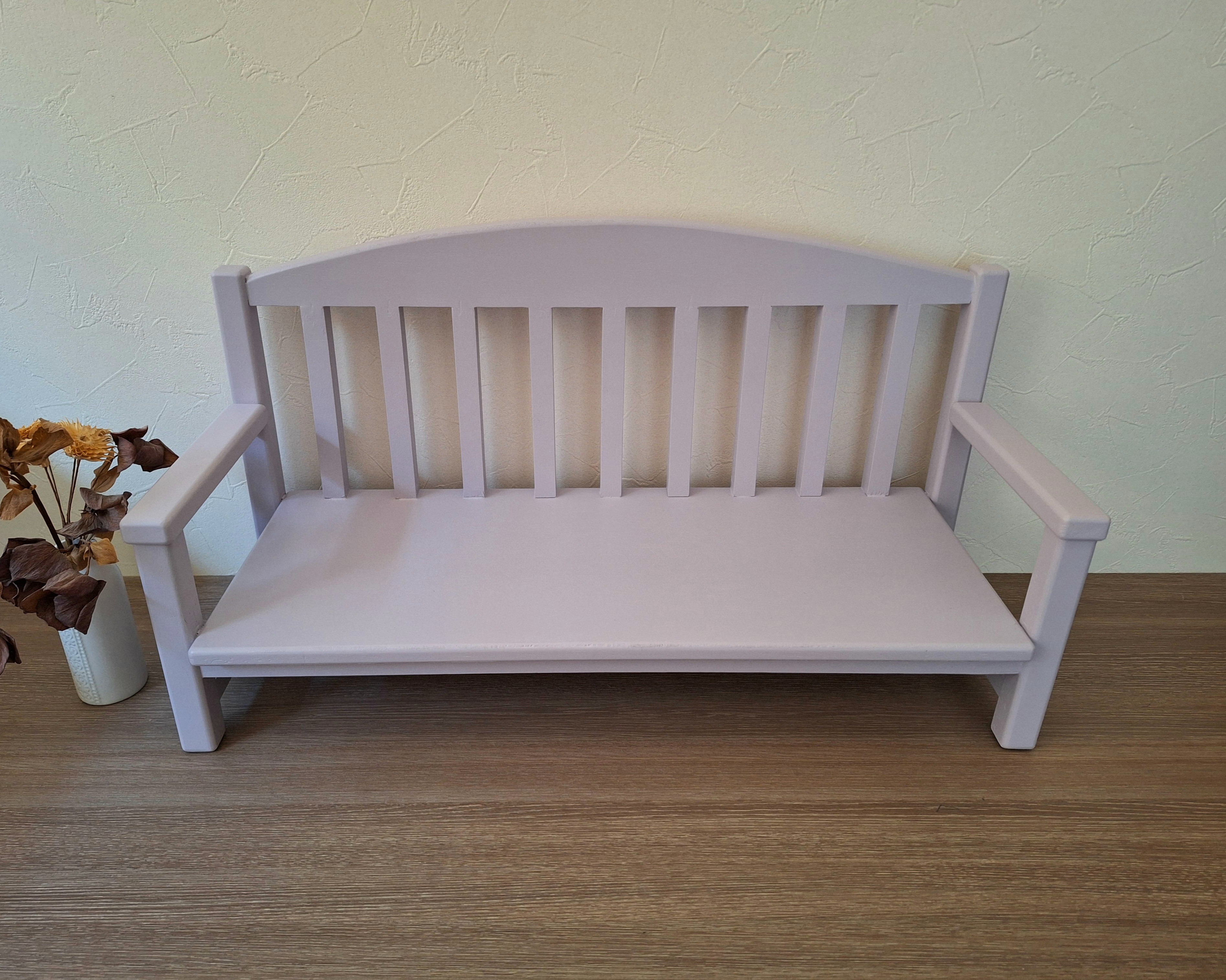 【受注製作】Msize 2人掛け ペールパープル ぬいぐるみ用 ベンチ