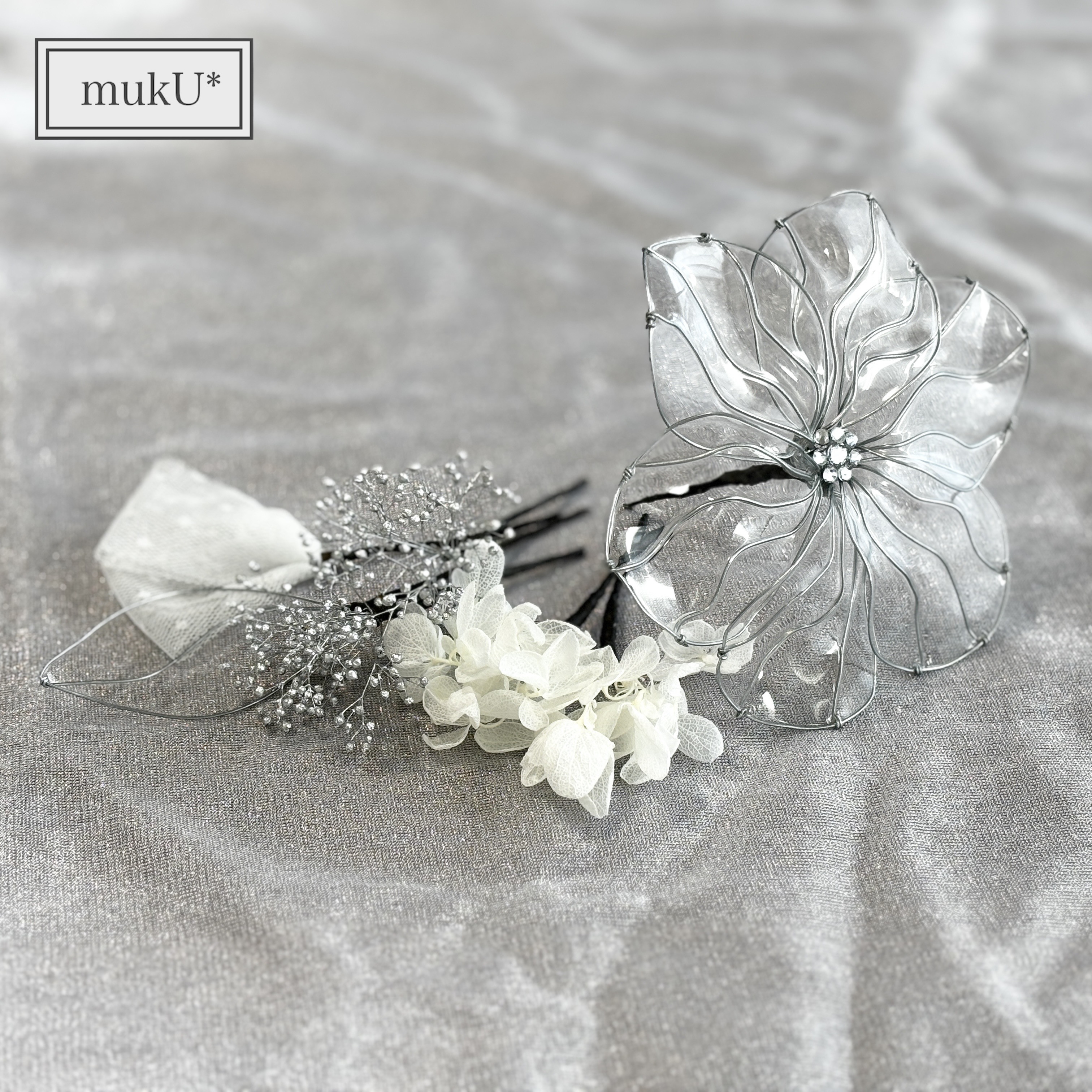 Amazon | flower studio no107 成人式 & 結婚式 髪飾り クリア
