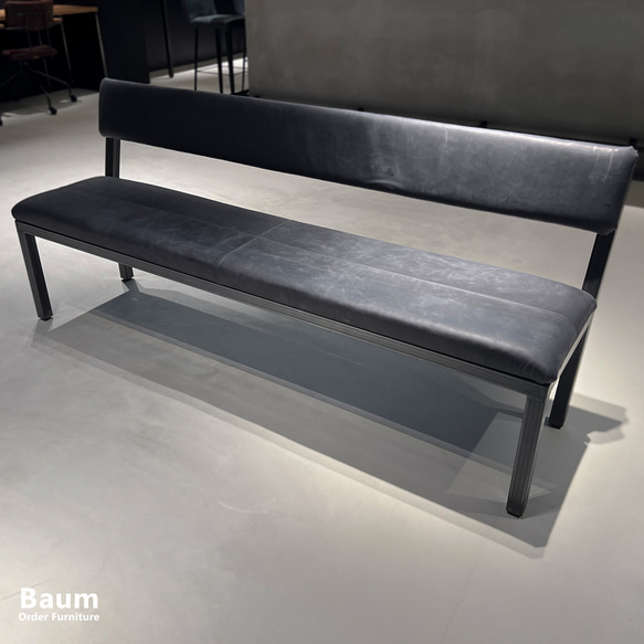送料無料／[S.T Cushion Bench(背もたれ)]ダイニングベンチ レザー