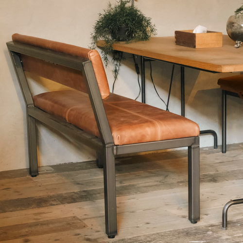 送料無料／[S.T Cushion Bench(背もたれ)]ダイニングベンチ レザー