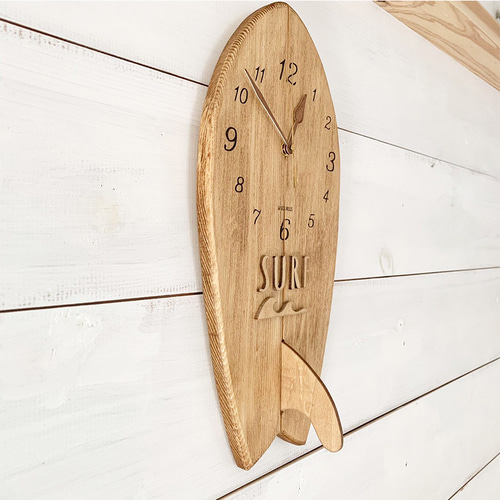 サーフボード型時計 ハワイアン壁掛け時計 フィッシュテールボード