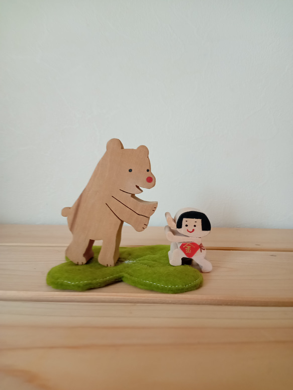金太郎とクマのおすもう　こどもの日　節句飾り　節句祝い　小さい　コンパクト　かわいい　金太郎　 4枚目の画像