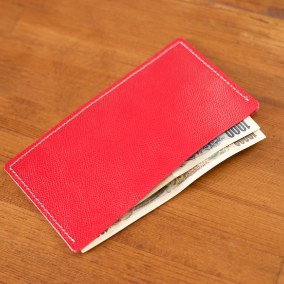 限時價 極簡主義者推薦 活力紅色真皮皮夾 Billfold Mini 皮夾 第2張的照片
