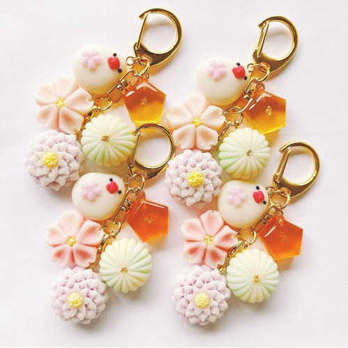 再再再再再販】白文鳥もちと色々和菓子のキーホルダー フェイク