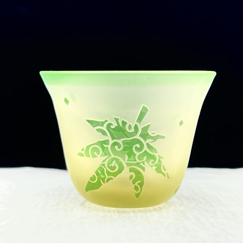 江戸切子 黄被せアンバーお猪口