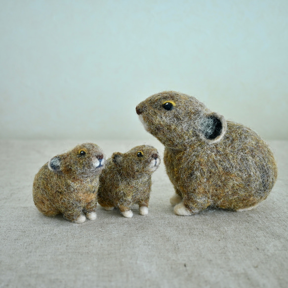 羊毛フェルトのオブジェ　エゾナキウサギ（小） 8枚目の画像
