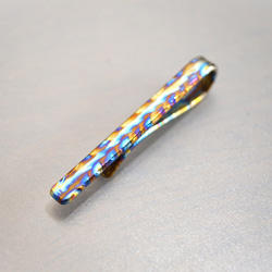 Titanium tie bar・鍛造純チタンネクタイピン５０mm=ブルーフレイムB= 2枚目の画像