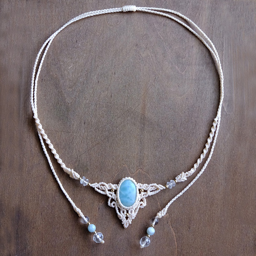 ラリマー（ドミニカ産）マクラメ編みチョーカー ネックレス 天然石