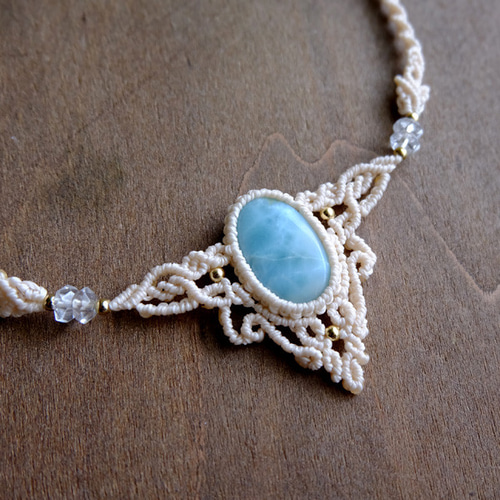 ラリマー（ドミニカ産）マクラメ編みチョーカー ネックレス 天然石