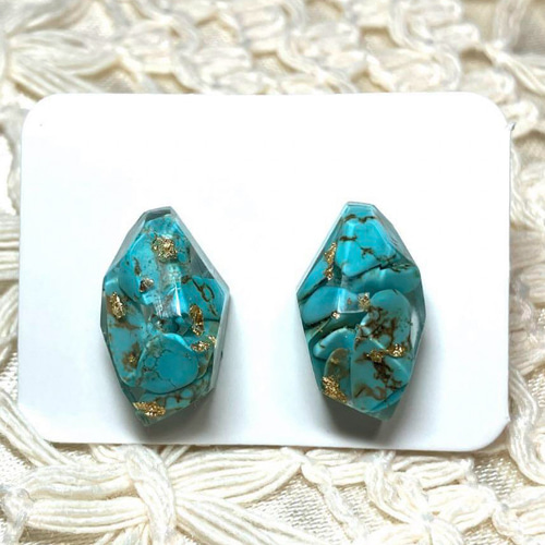 レジン ピアス ターコイズ 天然石さざれ ハンドメイド ピアス
