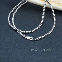 C2N-3-45B Silver Beads Necklace 2,5mm ナバホパール シルバービーズネックレス 2枚目の画像