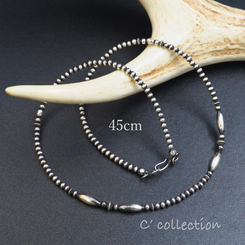 C2N-14 Silver Beads Necklace ナバホパール シルバービーズネックレス 