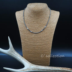 C2N-14 Silver Beads Necklace ナバホパール シルバービーズネックレス 45cm 燻し 4枚目の画像