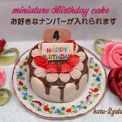 ナンバーが入れられる】バースデーケーキ NO.4 ミニチュアケーキ