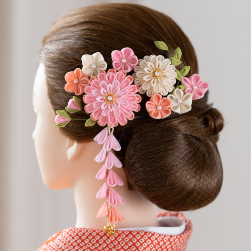 つまみ細工髪飾り 髪飾り 和装髪飾り 成人式 結婚式 卒業式 七五三 つまみ細工 髪飾り ピンク 成人式 卒業式 結婚式 753 振袖 和装