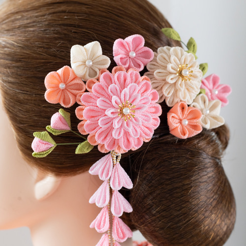 つまみ細工 髪飾り ピンク 成人式 卒業式 結婚式 753 振袖 和装