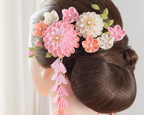 810様　ご注文　七五三　つまみかんざし　髪飾り 七五三最大20%OFF11/27迄)七五三 髪飾り 勝山かんざし 3点セット「赤