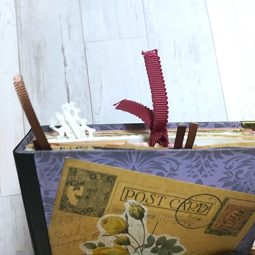 1点のみ◇A6サイズ◇ヴィンテージ風のジャンクジャーナル（パープル